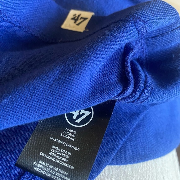 Chicago Cubs Baseball Cropped Long Sleeve Tee Shirt 47 Brand Royal Blue Apparel - Picture 9 of 10